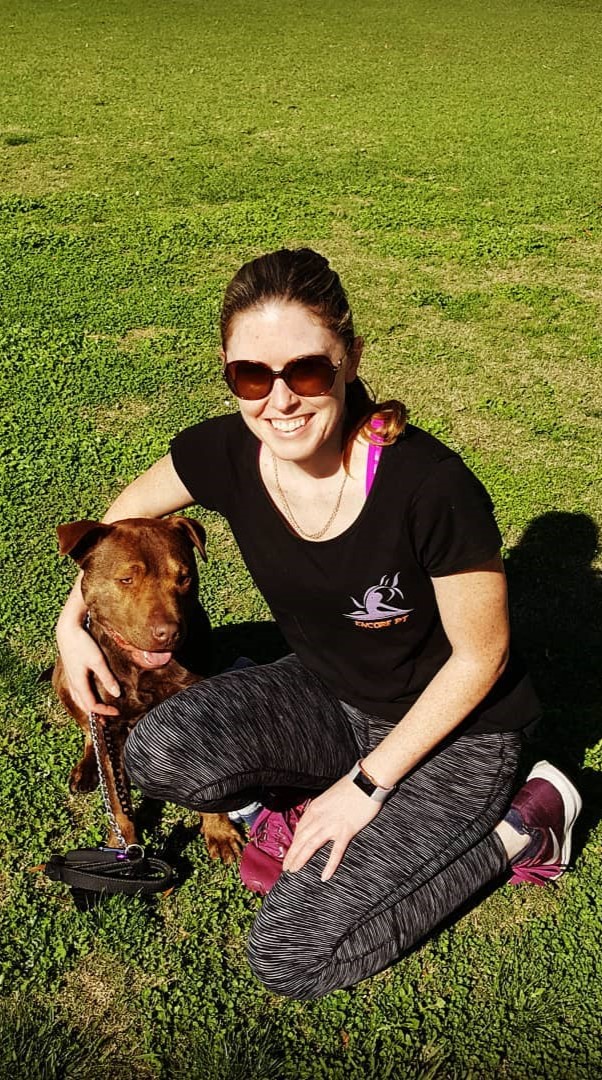 Erin and her boy Moonie in the park.